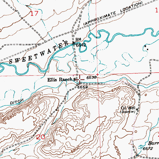 Topographic Map of Ellis Ranch, WY
