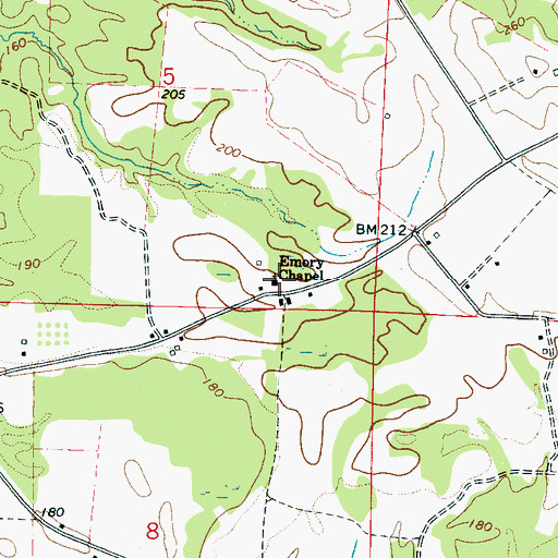 Topographic Map of Emory Chapel, AL
