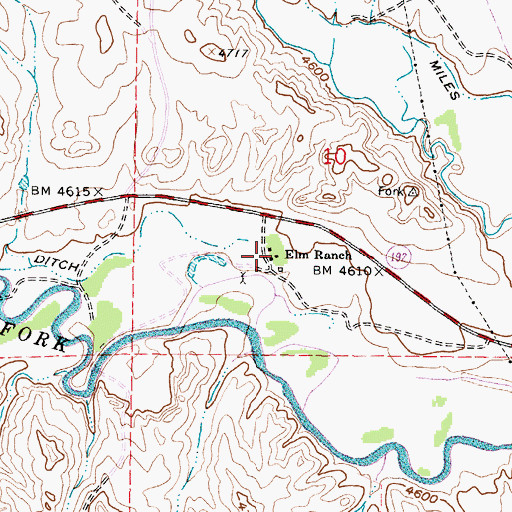 Topographic Map of Elm Ranch, WY
