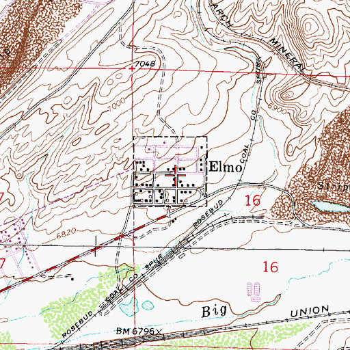 Topographic Map of Elmo, WY