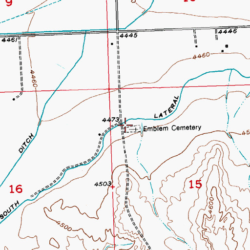 Topographic Map of Emblem Cemetery, WY