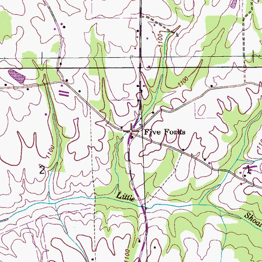 Topographic Map of Five Forks, AL