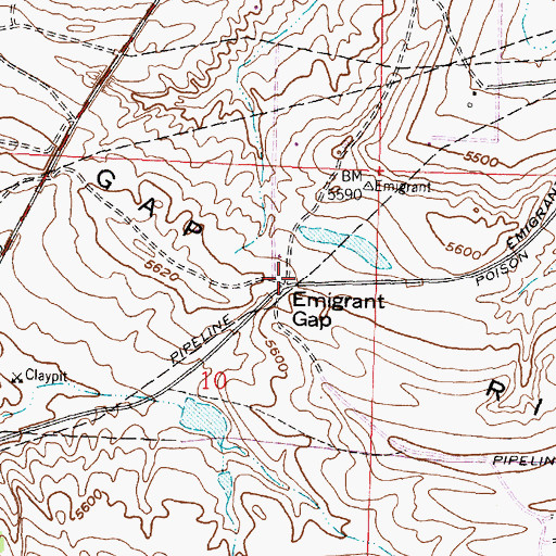 Topographic Map of Emigrant Gap, WY