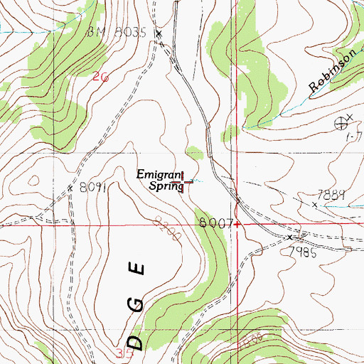 Topographic Map of Emigrant Spring, WY
