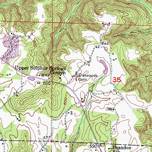 Topographic Map of Flatwoods Cemetery, AL