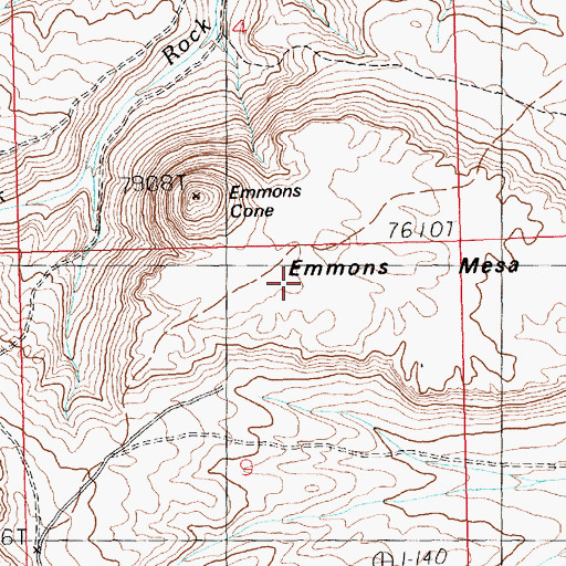 Topographic Map of Emmons Mesa, WY