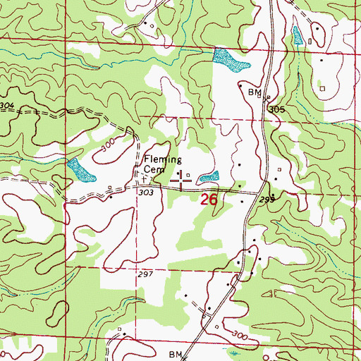 Topographic Map of Fleming Cemetery, AL
