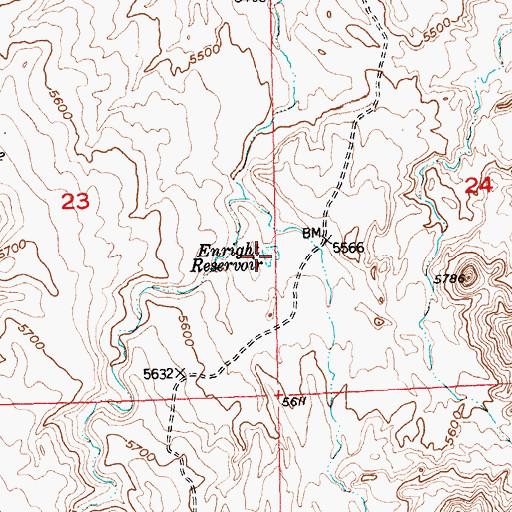 Topographic Map of Enright Reservoir, WY