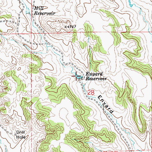 Topographic Map of Enyard Reservoir, WY