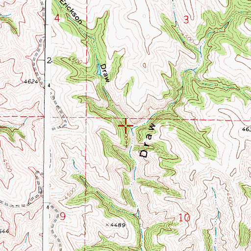 Topographic Map of Erickson Draw, WY
