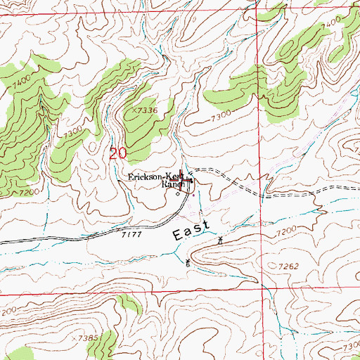 Topographic Map of Erickson-Kent Ranch, WY