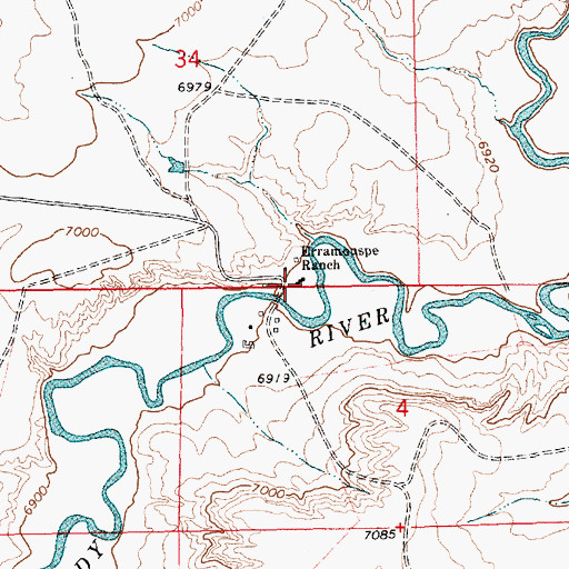 Topographic Map of Erramouspe Ranch, WY