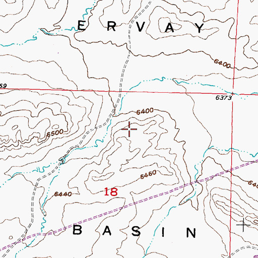 Topographic Map of Ervay Basin, WY