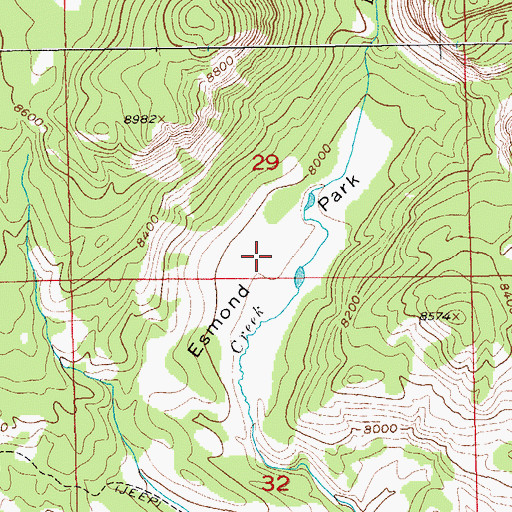 Topographic Map of Esmond Park, WY