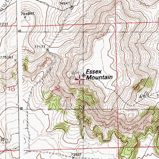 Topographic Map of Essex Mountain, WY