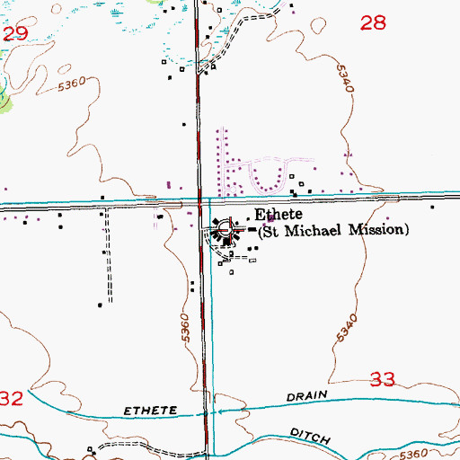 Topographic Map of Ethete, WY
