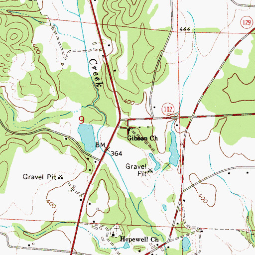 Topographic Map of Gibson Church, AL