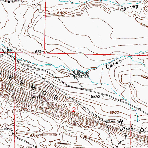 Topographic Map of Evans Ranch, WY