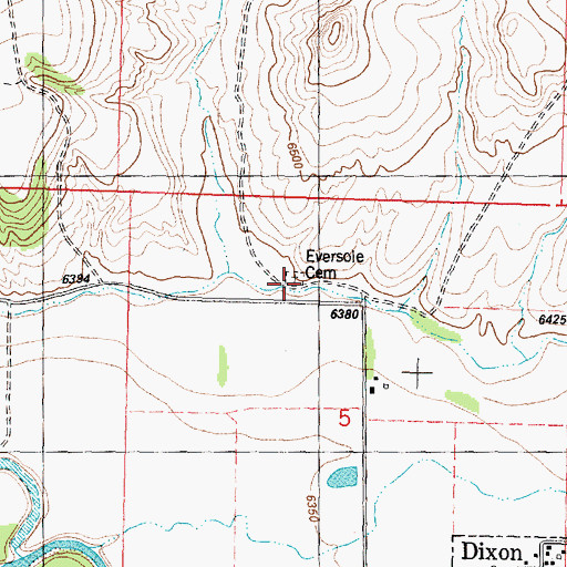 Topographic Map of Eversole Cemetery, WY