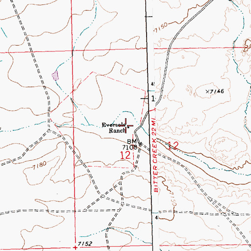 Topographic Map of Eversole Ranch, WY