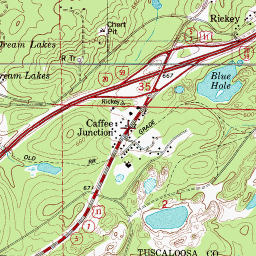 Topographic Map of Caffee Junction, AL