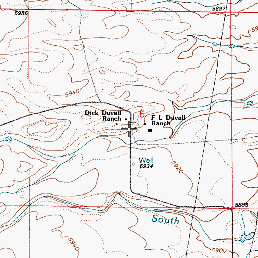 Topographic Map of F L Duvall Ranch, WY