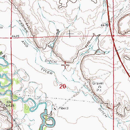 Topographic Map of Fabian Ditch, WY