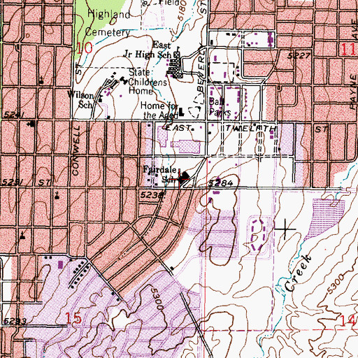 Topographic Map of Fairdale School, WY