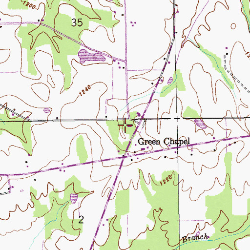 Topographic Map of Green Chapel, AL