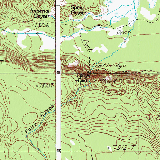Topographic Map of Fairy Falls, WY