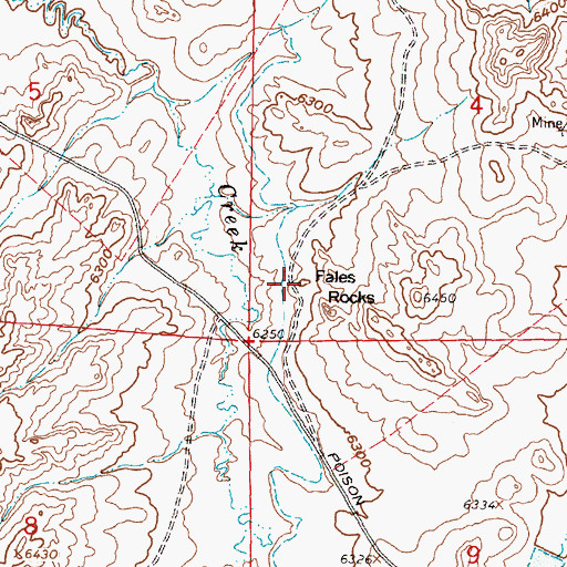 Topographic Map of Fales Rocks, WY