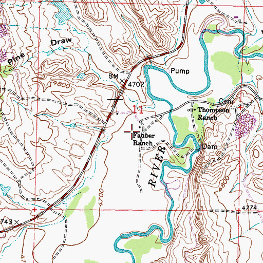 Topographic Map of Fauber Ranch, WY