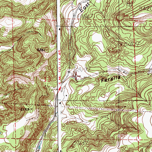 Topographic Map of Feralla Draw, WY