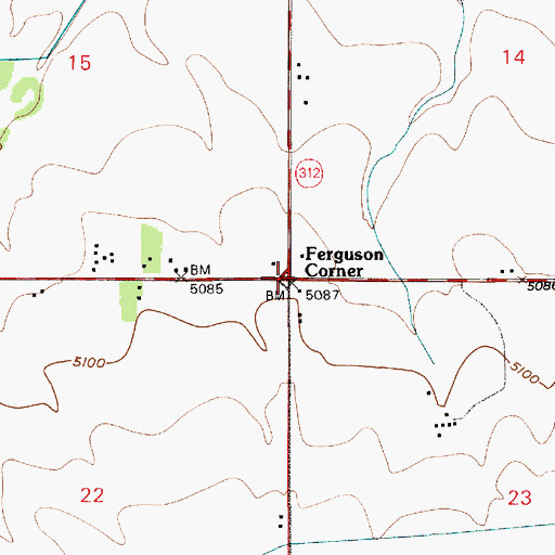 Topographic Map of Ferguson Corner, WY