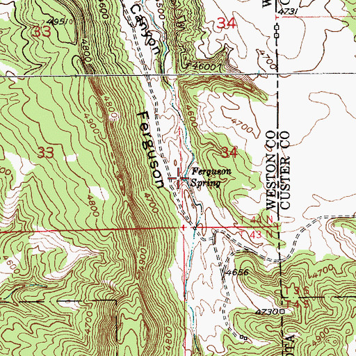 Topographic Map of Ferguson Spring, WY