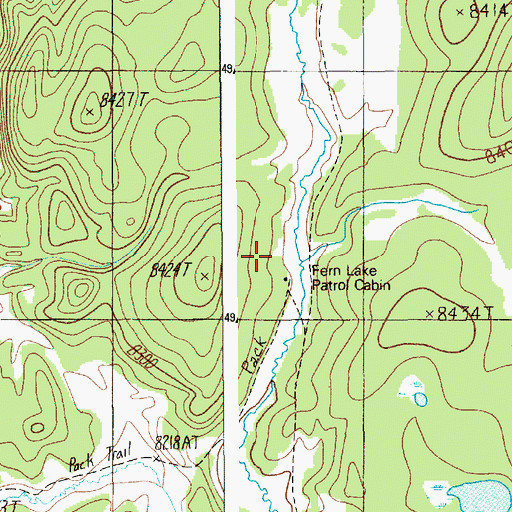 Topographic Map of Fern Lake Patrol Cabin, WY