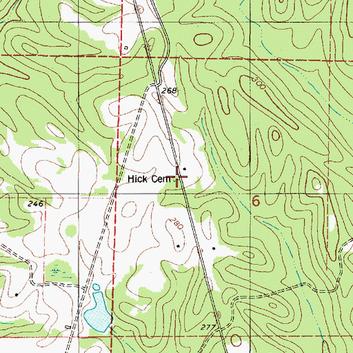 Topographic Map of Hick Cemetery, AL