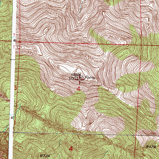 Topographic Map of Ferris Mountains, WY