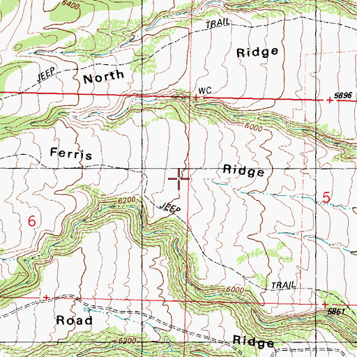 Topographic Map of Ferris Ridge, WY