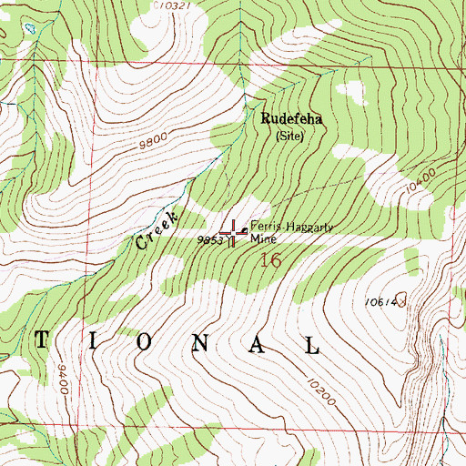 Topographic Map of Ferris-Haggarty Mine, WY