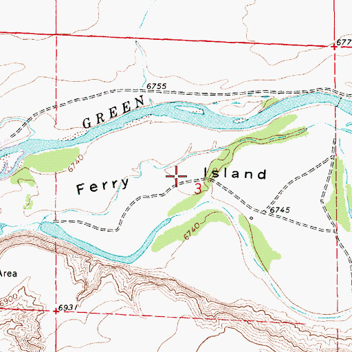 Topographic Map of Ferry Island, WY