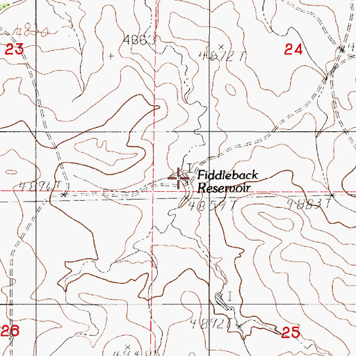 Topographic Map of Fiddleback Reservoir, WY