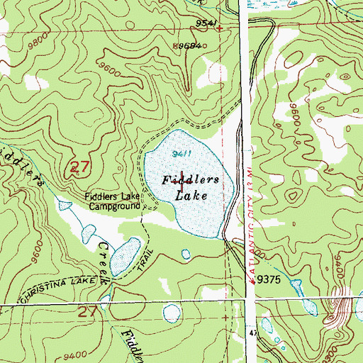 Topographic Map of Fiddlers Lake, WY