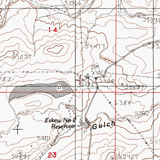 Topographic Map of Fifty-five Ranch, WY