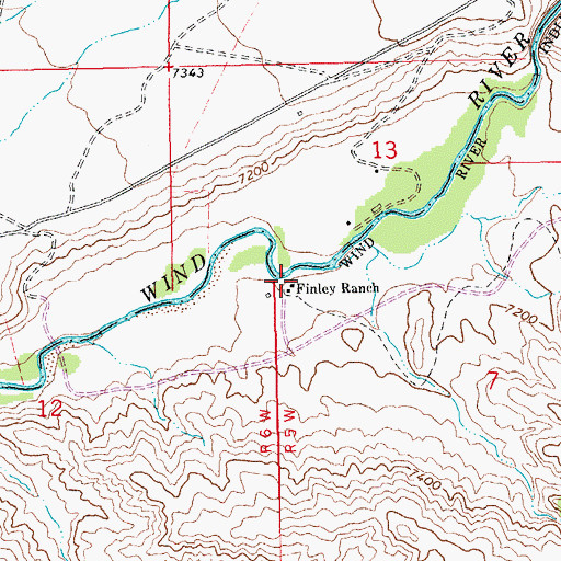 Topographic Map of Finley Ranch, WY