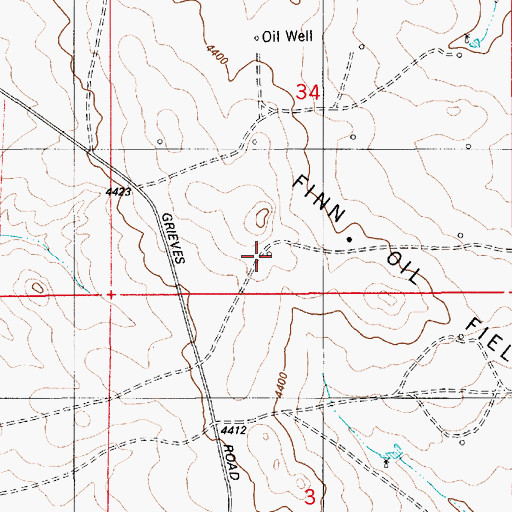Topographic Map of Finn Oil Field, WY