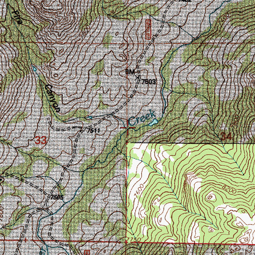 Topographic Map of Fire Canyon, WY