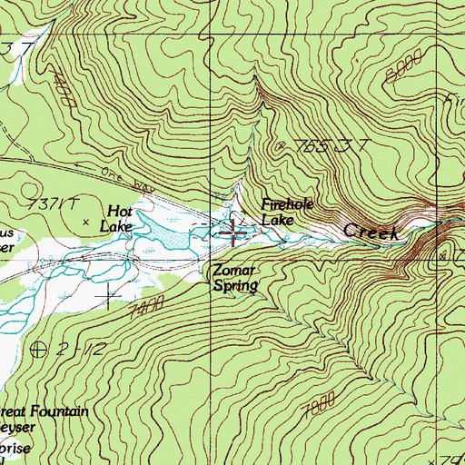 Topographic Map of Firehole Lake, WY