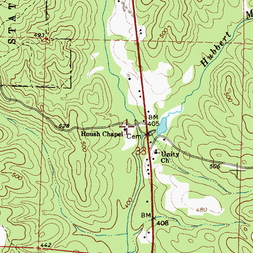 Topographic Map of Houshs Chapel Church of Christ, AL