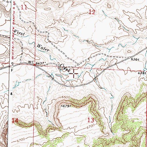 Topographic Map of First Water Creek, WY